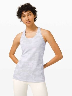 Lululemon Cool Racerback Luxtreme Camo Tank Alpine White Fits Size 4